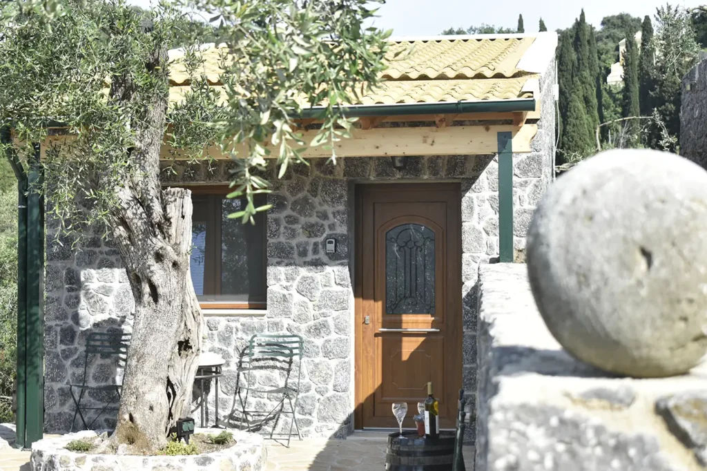 tiny stone house garden
